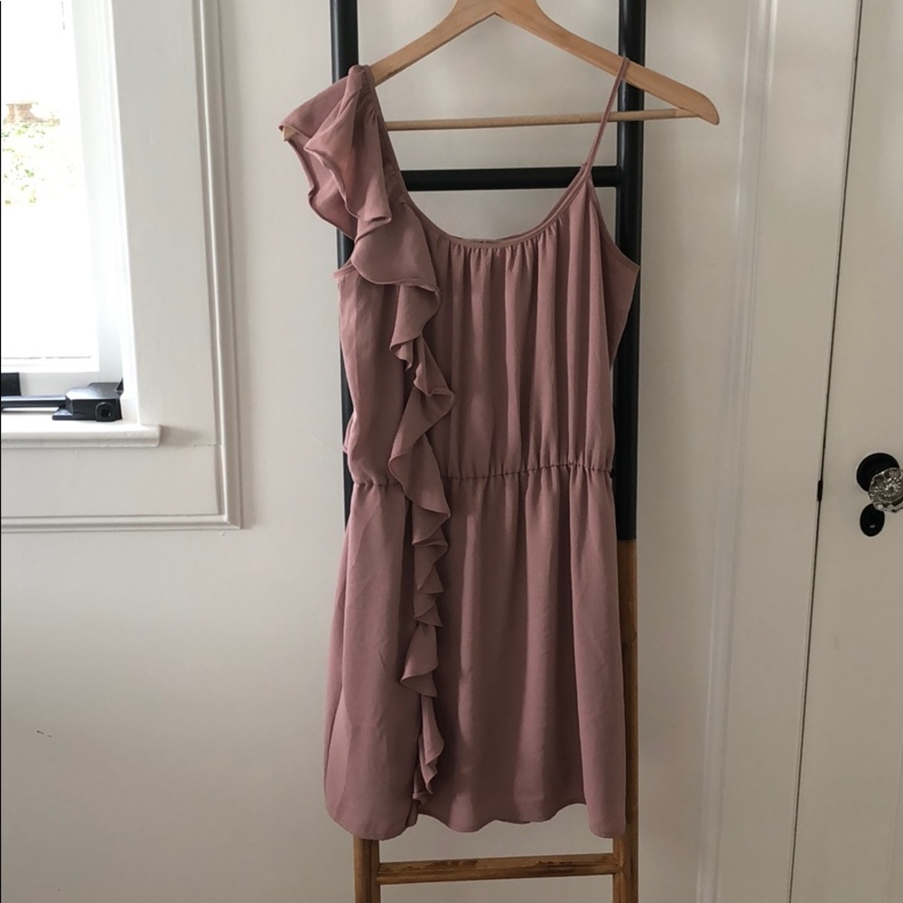 Muted pink ruffle dress